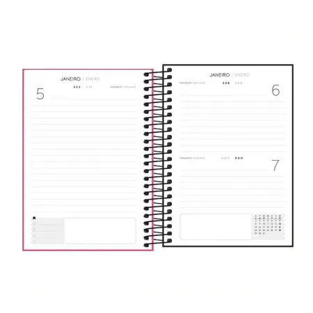 Agenda espiral diária capa plástica Cores Neon 2026 - Tilibra