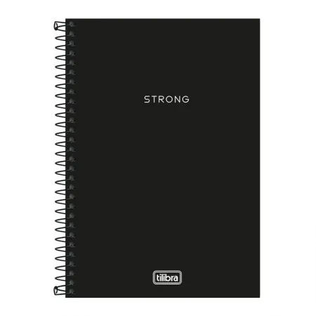 Caderno espiral capa plástica pautado 1/4 80 folhas Neon Preto - Tilibra