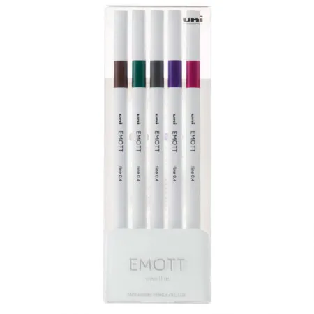 Caneta hidrográfica Emott fine 0.4mm N3 com 5 cores Uni-Ball