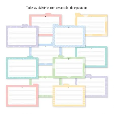 Refil divisórias coloridas para fichário de mesa 2442 - Fina Ideia