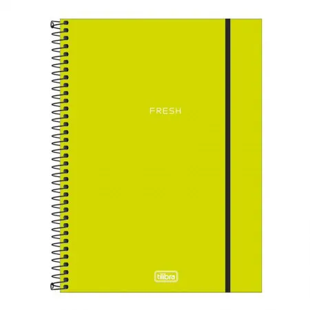 Caderno capa plástica universitário 1x1 80 folhas Neon Verde Limão - Tilibra