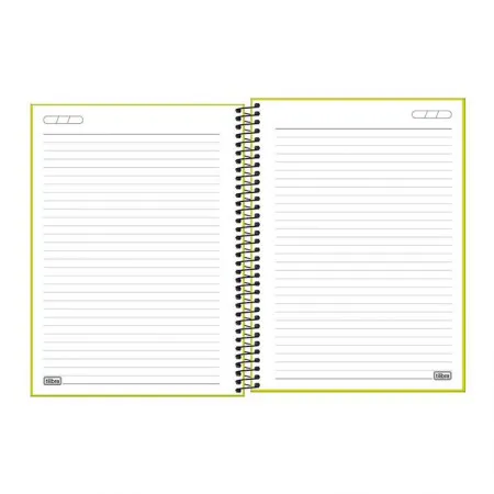 Caderno capa plástica universitário 1x1 80 folhas Neon Verde Limão - Tilibra