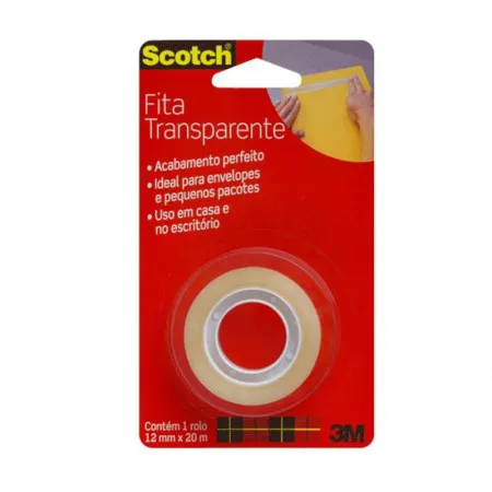 Fita Scotch transparente sem aparelho - 12mmx20m - 3M