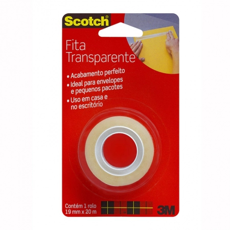 Fita Scotch transparente sem aparelho - 19mmx20m - 3M