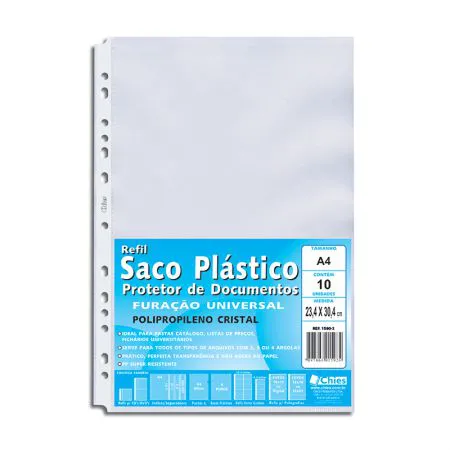 Envelope saco plástico A4 1590 gofrado 10 unid - Chies