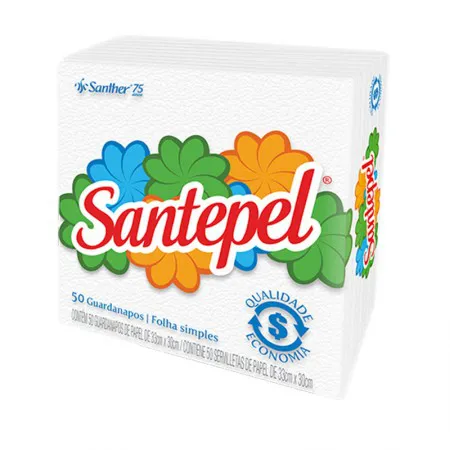 Guardanapo folha simples Santepel 33x30cm com 50 fls - Santher