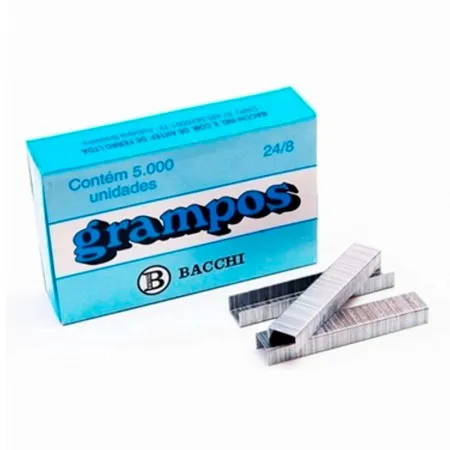 Grampo galvanizado 24/8 -  com 5000 unidades - Bacchi