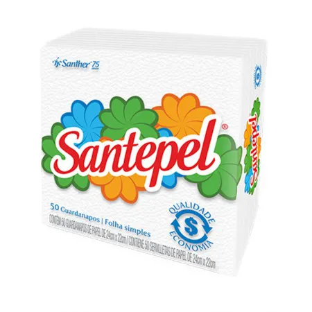 Guardanapo folha simples Santepel 24x22cm com 50 fls - Santher