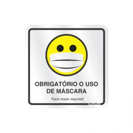Placa de alumínio obrigatório o uso de máscara 120BD - Sinalize