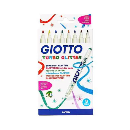Caneta hidrocor Giotto glitter - 8 cores - Licyn