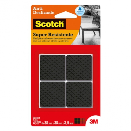 Protetor antideslizante Scotch quadrado preto Extra Grande 4 unidades - 3M