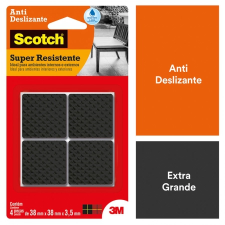 Protetor antideslizante Scotch quadrado preto Extra Grande 4 unidades - 3M