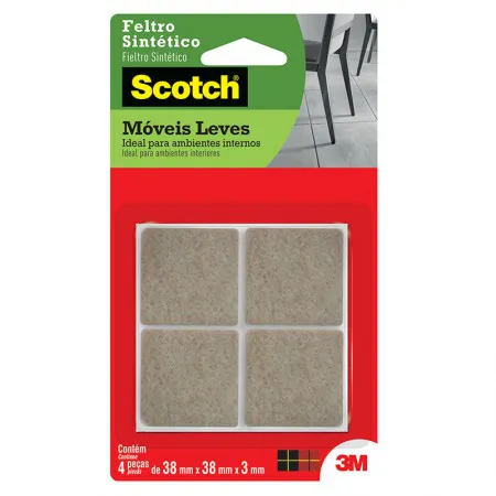 Feltro sintético para móveis leves Scotch quadrado marrom Extra Grande c/4 unid - 3M