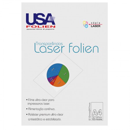 Transparência laserjet sem tarja A4 - 7083 - com 50 folhas - Usa Folien