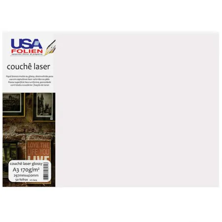 Papel fotográfico couchê glossy A3 170g com 50 folhas 8429 - Usa Folien