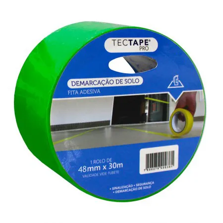 Fita para demarcação de solo 48x30 - verde - Tectape
