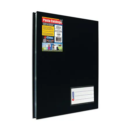 Pasta catálogo ofício 1880 Preta com 100 plásticos - Chies