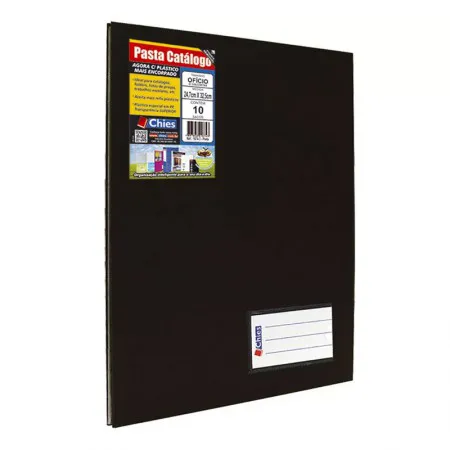 Pasta catálogo ofício 1936 Preto com 10 plásticos - Chies