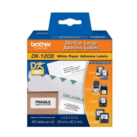 Etiqueta para impressora térmica rolo com 400 unidades DK1208 - Brother