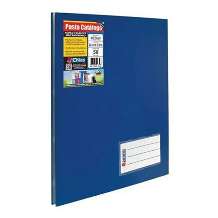 Pasta catálogo ofício 2536 Azul com 50 plásticos - Chies