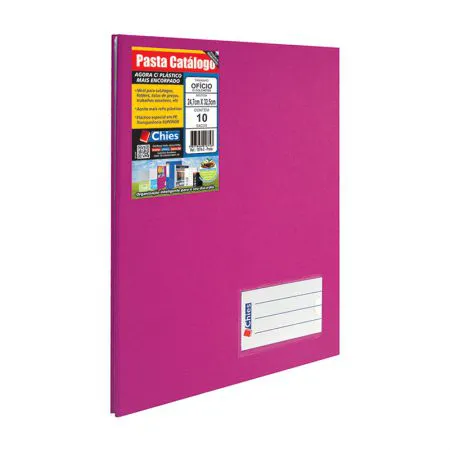Pasta catálogo ofício 2535 Pink com 10 plásticos - Chies