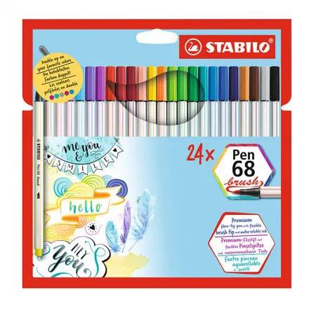 Caneta pincel Pen Brush Aquarelável 56824 24cores Stabilo