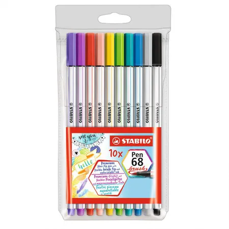 Caneta pincel Pen Brush Aquarelável 56810 10cores Stabilo
