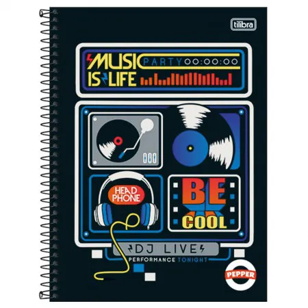 Caderno espiral capa dura universitário 10x1 - 160 folhas - Pepper Music Is Life - Tilibra