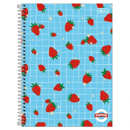 Caderno espiral capa dura universitário 1x1 - 80 folhas - Pepper Strawberry - Tilibra