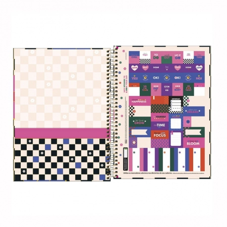 Caderno espiral capa dura universitário 1x1 80 folhas Check Pop - Capa 4 - Tilibra