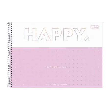 Caderno espiral capa dura cartografia 80 folhas Happy - Tilibra