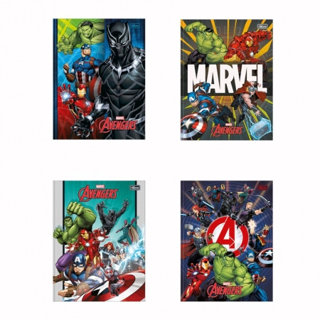 Caderno brochurão capa dura universitário 1x1 80 folhas Os Vingadores - Tilibra
