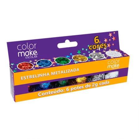 Lantejoula estrelinha metálica 6 cores 7002 Colormake