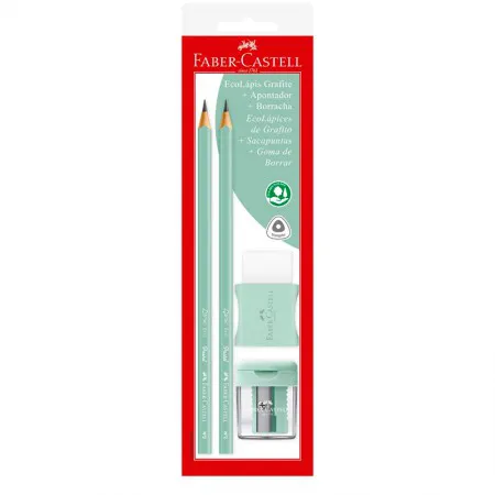 Lápis preto tom pastel Verde SM/1205PASTELAPV com 2 lápis 1 borracha e 1 apontador - Faber-Castell
