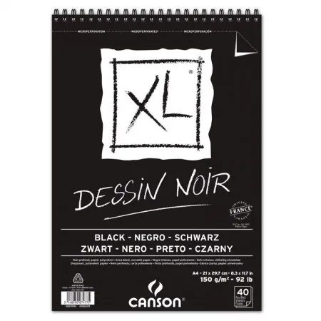 Bloco XL dessin noir black A4 150g - com 40 folhas - Canson