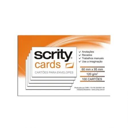 Cartão para envelope visita marfim SCM450 60x95mm com 100 unid - Scrity