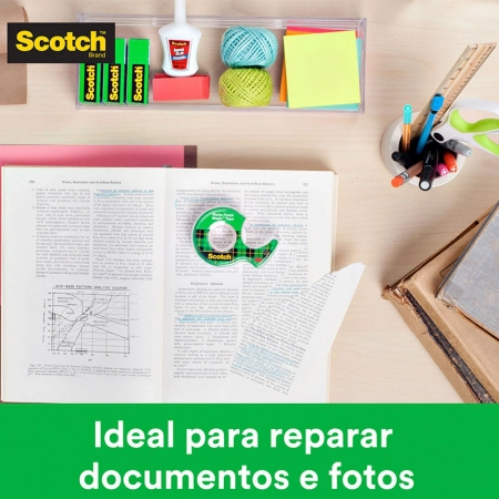 Fita mágica Scotch 12mmx10m com 2 rolos e 1 suporte 810 - 3M