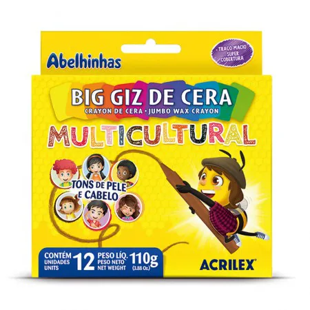Gizão de cera Big Multicultural 12 cores 09122 - Acrilex