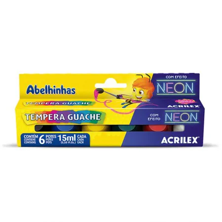 Tinta guache Neon 6 cores 15ml - 01006 - Acrilex