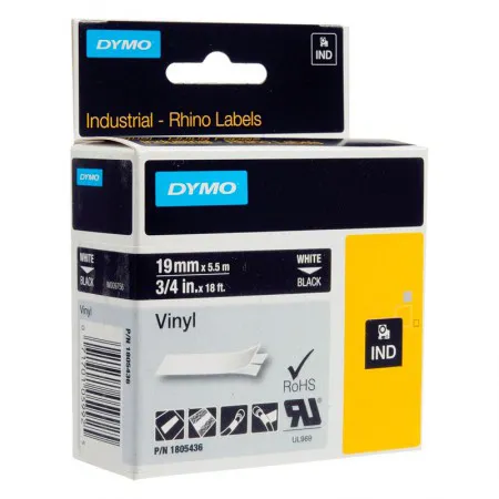 Fita para rotulador rhinopro preta com escrita branca 19mm 1805436 - Dymo