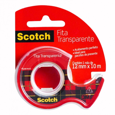 Fita Scotch transparente com aparelho - 12mmx10m - 3M