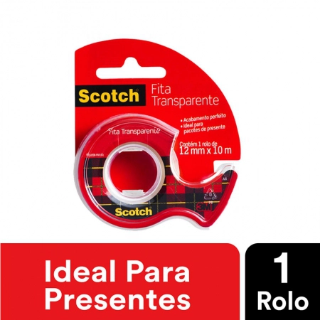 Fita Scotch transparente com aparelho - 12mmx10m - 3M