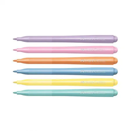 Caneta hidrográfica Vai e Vem 6 cores Pastel 150906VVZF - Faber-Castell