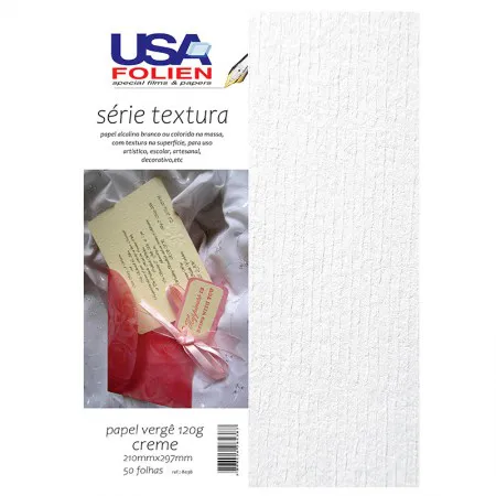 Papel vergê branco A4 120g com 50 folhas 8435 - Usa Folien