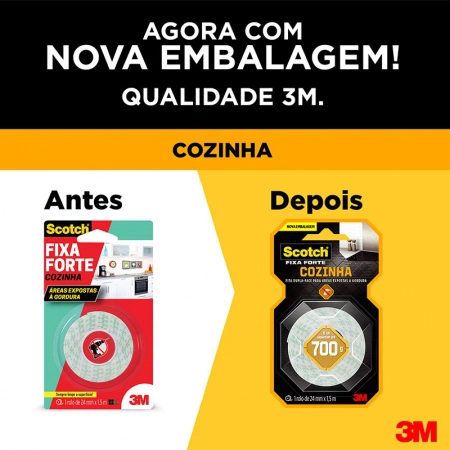 Fita dupla face espuma cozinha 24mmx1,5m - 3M