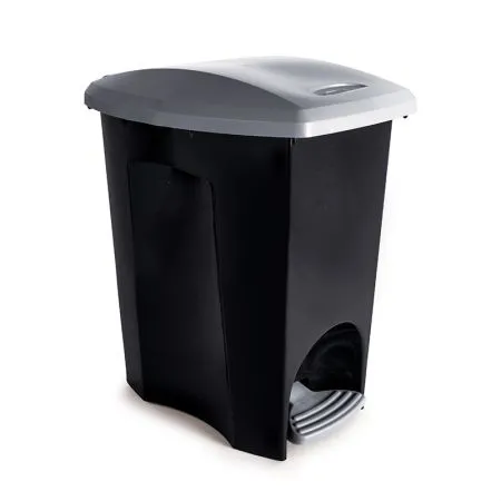 Cesto de lixo plástico Preto com pedal - 3494 - 7 Litros - Plasutil