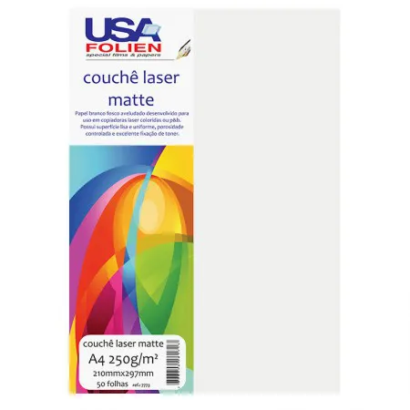 Papel couchê laser matte A4 250g com 50 folhas 7773 - Usa Folien