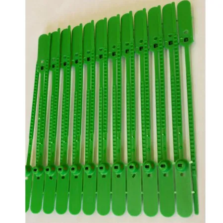 Lacre para malote dupla trava 16cm verde com 100 unidades