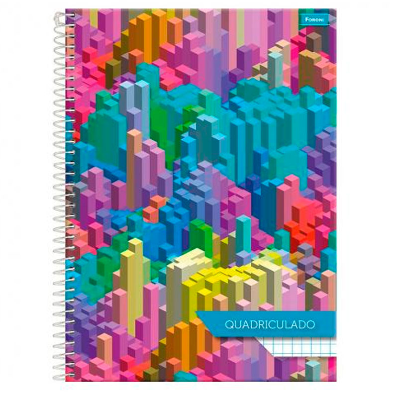Caderno espiral capa dura quadriculado universitário 1X1 - 96 folhas ...