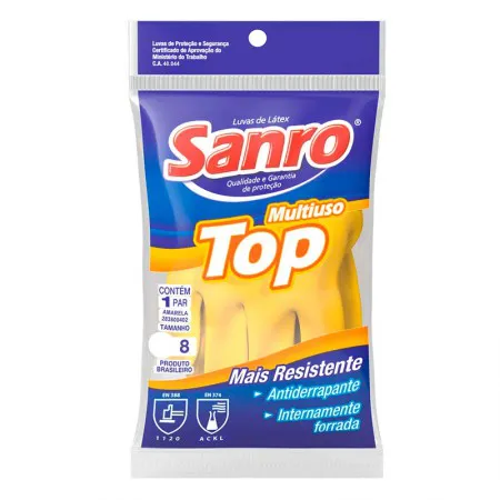Luva de latex multiuso M amarela - Sanro